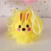 Esponja de Banho Bouton com Bichinho Coelho com Corda Nylon Amarelo