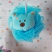 Esponja de Banho Bouton com Carinhas Ursinho com Corda Nylon Azul