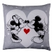 Capa para Almofada Flanela Mickey Minnie Love 40cmx40m Cinza