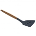 Espátula de Fritura de Silicone c/ Cabo Madeira 32cm Utensílio Cozinha Cinza