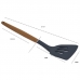 Espátula de Fritura de Silicone c/ Cabo Madeira 32cm Utensílio Cozinha Cinza