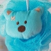 Esponja de Banho Bouton com Carinhas Ursinho com Corda Nylon Azul