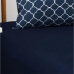 Jogo de Cama Queen Portallar Doce Vida Malha Mista Quadrifolio Marinho 3 P&ccedil;s Azul Profundo