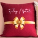 Capa para Almofada KazzaVip Flanela 100% Poli&eacute;ster Estampada Feliz Natal e Feliz Ano Novo 40x40cm Vermelho & Bege
