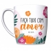 Caneca Porcelana BrasFoot Smilinguido 360 ML Faça Tudo Com Amor Urban Branco