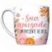 Caneca Porcelana BrasFoot Smilinguido 360 ML Sua Amizade e Um Presente de Deus Urban Branco