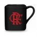 Caneca Porcelana Quadrada BrasFoot Flamengo 220 ML Licenciada Preto