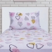 Jogo de Cama Solteiro Doce Vida Malha Misto Estampado Sweet Love 2 Pçs com Elastico Lavanda