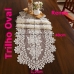 Trilho Oval para Mesa Interlar Renda 100% Poliéster Rose Gardênia 40cmx1,25m Marfim
