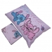 Jogo de Cama Portallar Solteiro Malha Mista Joy Disney Stitch e Angel Love 02 Peças Rosa