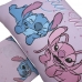 Jogo de Cama Portallar Solteiro Malha Mista Joy Disney Stitch e Angel Love 02 Peças Rosa