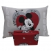 Jogo de Cama Portallar Solteiro Joy Malha Mista 70% Algodão e 30% Poliéster Estampado Disney Mickey Minnie Lovers 2 Peças Vermelho