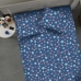 Jogo de Cama Portallar Casal Malha Mista Estampado Disney Stitch Pedras 3 Pçs Azul