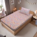 Jogo de Cama Solteiro Portallar Malha Misto Estampado Rainbow 2 Pçs com Elástico Rosa