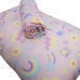 Jogo de Cama Solteiro Portallar Malha Misto Estampado Rainbow 2 Pçs com Elástico Rosa