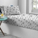 Jogo de Cama Solteiro Portallar Malha Misto Estampado Futebol Gray 2 Pçs com Elástico Cinza