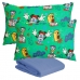 Jogo de Cama Portallar Casal Malha Mista Disney Mickey Tune Verde 3 Pe&ccedil;as Azul