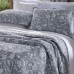 Cobre Leito Buettner Queen Jacquard Dupla Face Cenário Estampado Veras 3 Peças Cinza