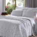 Cobre Leito Buettner King Jacquard Dupla Face Cen&aacute;rio Estampado Lina 3 Pe&ccedil;as Cinza