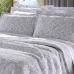 Cobre Leito Buettner King Jacquard Dupla Face Cen&aacute;rio Estampado Lina 3 Pe&ccedil;as Cinza