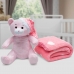 Manta e Bichinho Pelúcia Buettner Baby Microfibra Teddy com Touca Rosa