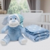 Manta e Bichinho Pelúcia Buettner Baby Microfibra Puppy Dog com Touca Azul