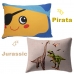 Kit Fronha Portallar Malha 100% Algodão Estampa Localizada Pirata e Jurasic (02 Unidades) Branco