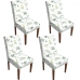Kit 4 Capa para Cadeira Portallar Estampa Digital Malha 93% Poliéster e 07% Elastano Green Leaves Branca