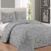 Kit cobre leito Margex Queen Microfibra Peletizada 100% Poliester Estampado Circulos 3 pe&ccedil;as Cinza