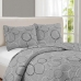 Kit cobre leito Margex Queen Microfibra Peletizada 100% Poliester Estampado Circulos 3 pe&ccedil;as Cinza
