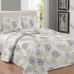 Kit cobre leito Margex Casal Microfibra Peletizada 100% Poliester Estampado Folhas 3 pe&ccedil;as Branco