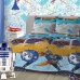 Kit Cobre Leito SulBrasil Casal Malha 100% Algod&atilde;o Estampado Kids em Matelasse Space 2,00mx2,20m Azul