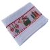 Pano De Prato KazzaVip Felpudo Jacquard Barra Bordada Presente de Natal 50cmx70cm Branco