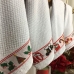 Pano De Prato KazzaVip Felpudo Jacquard Barra Bordada ( 05 Unidades) Natal 50cmx70cm Branco