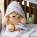 Toalha de Banho Baby Com Capuz e Forro KazzaVip Malha 100% Algodão Estampada Patinhas Branco