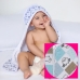 Toalha de Banho Baby Com Capuz e Forro KazzaVip Malha 100% Algodão Estampada Ovelhinhas Azul Branco