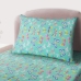 Jogo de Lençol Solteiro KazzaVip Malha Misto 70% Algodão e 30% Poliéster Estampado com Elástico 2 Peças Borboletas Verde