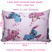 Fronha Avulsa KazzaVip Malha 100% Algodão Disney Estampada Stitch e Angel Love 48cmx68cm Rosa