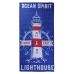 Toalha de Praia KazzaVip Microfibra 100% Poli&eacute;ster Estampada Anti Areia Lighthouse 70cm x 140m Azul