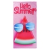 Toalha de Praia KazzaVip Microfibra 100% Poliéster Estampada Anti Areia Hello Summer 70cm x 140m Rosa