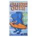 Toalha de Praia KazzaVip Microfibra 100% Poliéster Estampada Anti Areia Dino Surf 60cm x 110m Azul