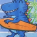 Toalha de Praia KazzaVip Microfibra 100% Poliéster Estampada Anti Areia Dino Surf 60cm x 110m Azul