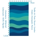 Toalha de Praia KazzaVip Veludo Estampado Reativo 100% Algodão Ondas 76cmx1,52m Resort Azul