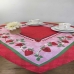 Toalha De Ch&aacute; Centro Mesa KazzaVip 80% Algod&atilde;o e 20% Poli&eacute;ster Estampado Morango Quadrado Pop Frutas Vermelha 75cmx75cm Vermelho.