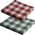 Kit 02 Pano De Prato Copa KazzaVip Maquinetado 95% Algod&atilde;o 5% Poliester Xadrez 45cmx71cm Verde e Vermelho