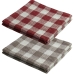 Kit 02 Pano De Prato Copa KazzaVip Maquinetado 95% Algodão 5% Poliester Xadrez 45cmx71cm Bege e Vermelho