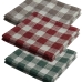 Kit 03 Pano De Prato Copa KazzaVip Maquinetado 95% Algodão 5% Poliester Xadrez 45cmx71cm Bege & Verde & Vermelho