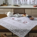 Toalha Centro de Mesa KazzaVip Renda Val&ecirc;ncia Cafe Vermelho 75cm x 75cm Branco