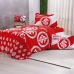 Kit Cobre Leito KazzaVip Solteiro Microfibra Estampado 100% Poliéster Matelassê com Porta Travesseiro Time de Futebol Internacional 02 Peças Vermelho
