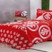 Kit Cobre Leito KazzaVip Solteiro Microfibra Estampado 100% Poliéster Matelassê com Porta Travesseiro Time de Futebol Internacional 02 Peças Vermelho